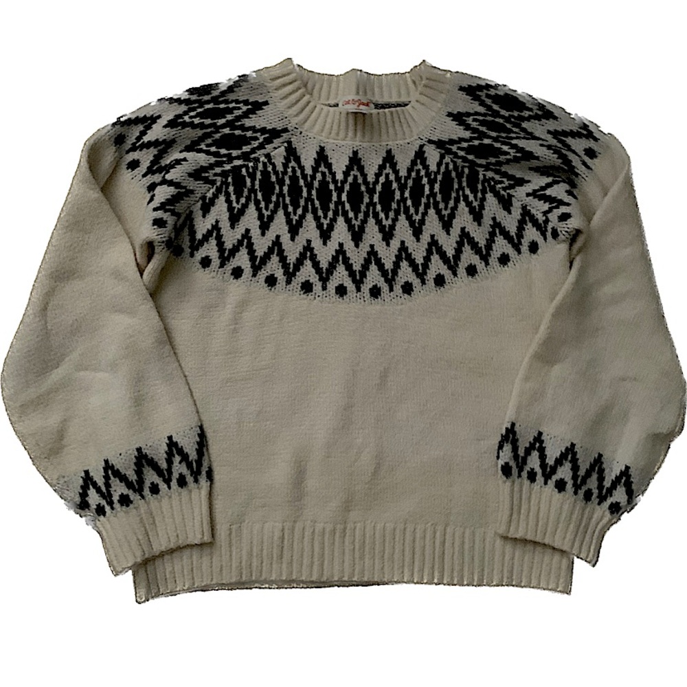 Cat & Jack, Black and Off-White Knitted Sweater Size Large (10/12)